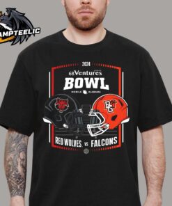 2024 68 Ventures Bowl Arkansas State Red Wolves Head To Head Bowling Green Falcons Helmet Matchup In Mobile Alabama At Hancock Whitney Stadium On December 26 Unisex T-Shirt