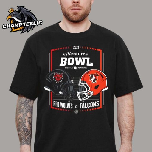 2024 68 Ventures Bowl Arkansas State Red Wolves Head To Head Bowling Green Falcons Helmet Matchup In Mobile Alabama At Hancock Whitney Stadium On December 26 Unisex T-Shirt