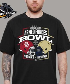 2024 Armed Forces Bowl Oklahoma Sooners Versus Navy Midshipmen Helmets Head To Head Matchup Unisex T-Shirt