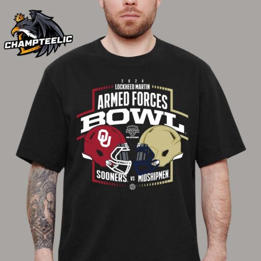 2024 Armed Forces Bowl Oklahoma Sooners Versus Navy Midshipmen Helmets Head To Head Matchup Unisex T-Shirt