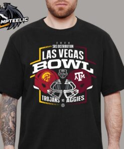 2024 Las Vegas Bowl Head To Head USC Trojans And Texas AM Aggies Matchup Helmets Unisex T-Shirt