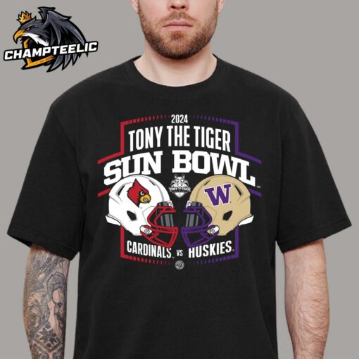 2024 Tony The Tiger Sun Bowl Louisville Cardinals Head To Head Washington Huskies Championship Matchup Helmet Unisex T-Shirt