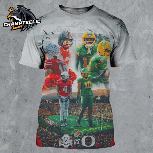 2025 Rose Bowl Game Ohio State Buckeyes Versus Oregon Ducks The College Football Season All Over Print Shirt