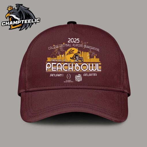 Arizona State Sun Devils 2025 College Football Playoffs Quarterfinal Peach Bowl Bound January 1 In Atlanta Maroon Cap Hat Snapback