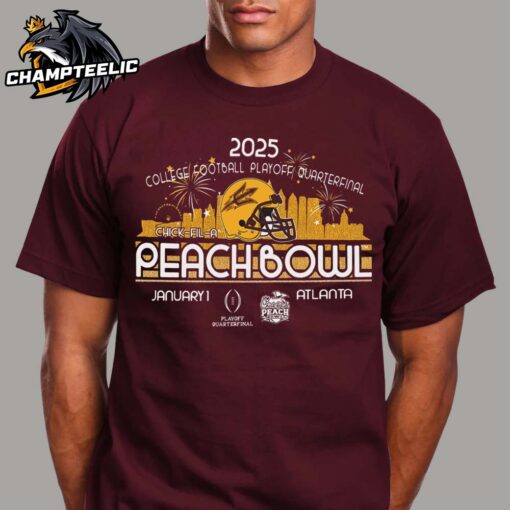 Arizona State Sun Devils 2025 College Football Playoffs Quarterfinal Peach Bowl Bound January 1 In Atlanta Unisex T-Shirt