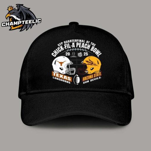 Arizona State Sun Devils And Texas Longhorns University Football 2025 College Football Playoffs Peach Bowl Match-Up Helmets Classic Cap Hat Snapback