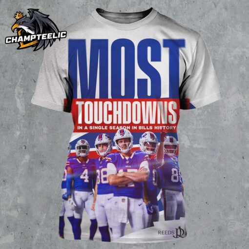 Buffalo Bills NFL Most Touchdowns In A Single Season In Bills History All Over Print Shirt