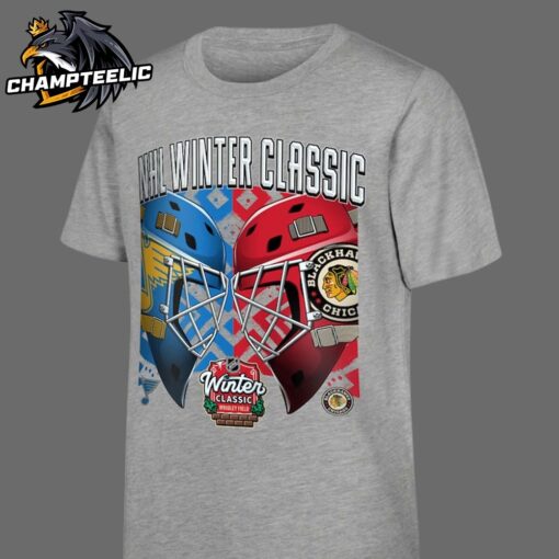 Chicago Blackhawks vs St Louis Blues 2025 NHL Winter Classic Matchup Helmet Head To Head Unisex T-Shirt