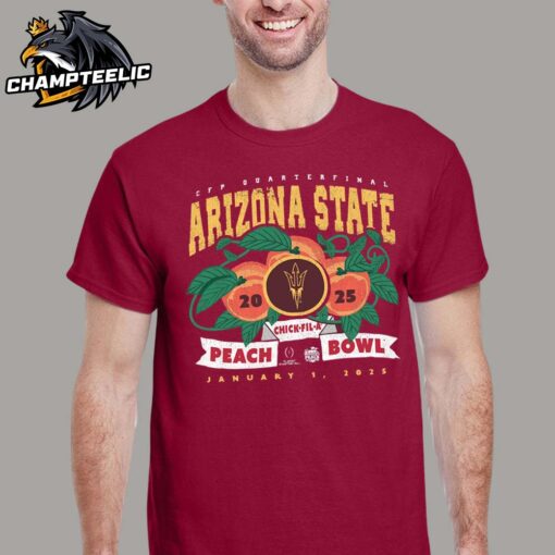 College Football Playoff 2025 Arizona State Sun Devils Chick Fil A Peach Bowl Bound Orange Art Vintage Unisex T-Shirt