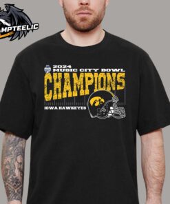 Iowa Hawkeyes 2024 Music City Bowl Champions Vintage Style Helmet Unisex T-Shirt