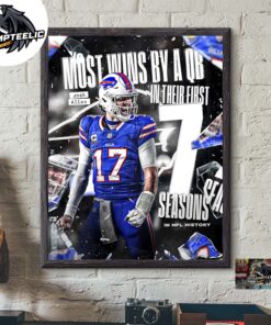 Josh Allen Buffalo Bills Most Wins By A QB In Their First 7 Seasons In NFL History Home Decor Poster Canvas