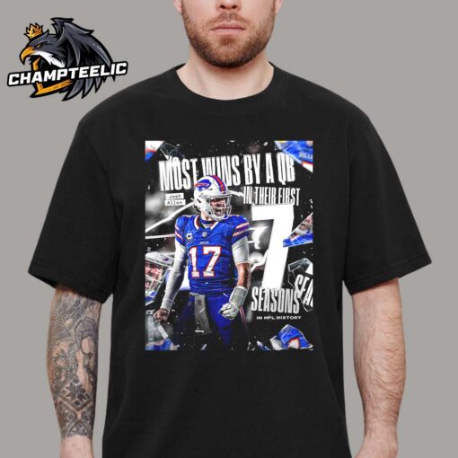 Josh Allen Buffalo Bills Most Wins By A QB In Their First 7 Seasons In NFL History Unisex T-Shirt