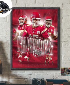 Kansas City Chiefs Back To Back 2024 NFL AFC West Champions 9 Straight Division Tiles Home Decor Poster Canvas