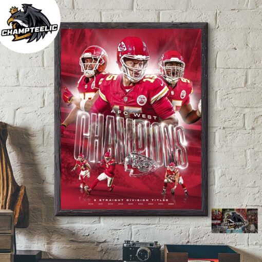 Kansas City Chiefs Back To Back 2024 NFL AFC West Champions 9 Straight Division Tiles Home Decor Poster Canvas