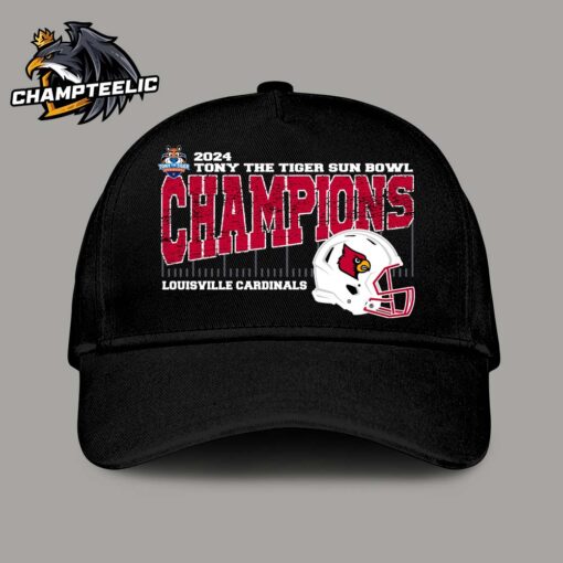 Louisville Cardinals 2024 Tony the Tiger Sun Bowl Champions College Bowl Season Vintage Helmet Classic Cap Hat Snapback