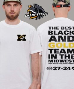 Mizzou Football Take Down Iowa To Become The Best Black And Gold Team In The Midwest 2024 Music City Bowl Champs 27-24 Final Score Two Sides Unisex T-Shirt