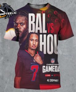 NFL Christmas Gameday 2024 Baltimore Ravens Versus Houston Texas Live On Netflix All Over Print Shirt