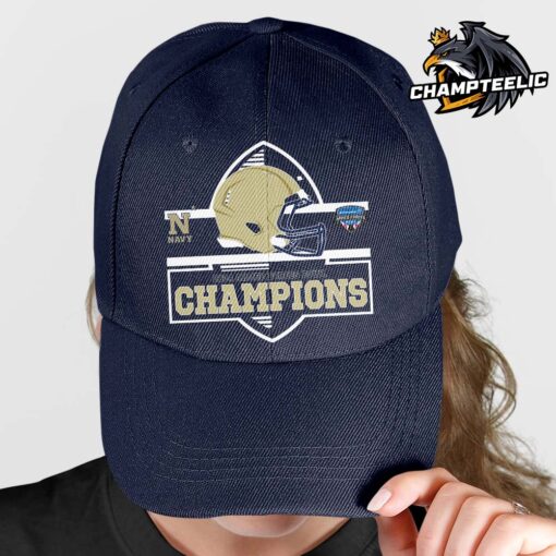 Navy Midshipmen 2024 Armed Forces Bowl Champions Helmet Football Logo Unisex Adjustable Cap Hat Snapback