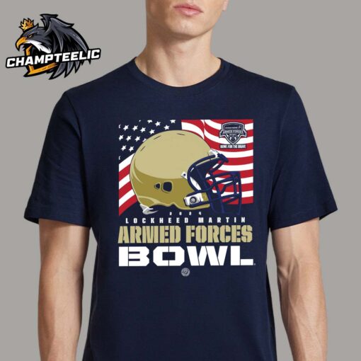 Navy Midshipmen 2024 Armed Forces Bowl Helmet With American Flag Unisex T-Shirt