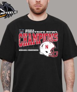 Nebraska Cornhuskers 2024 Bad Boy Mowers Pinstripe Bowl Champions Vintage Style Helmet Unisex T-Shirt