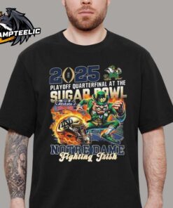 Notre Dame Fighting Irish 2025 Playoff Sugar Bowl Mascot And Helmet Vintage Style Unisex T-Shirt