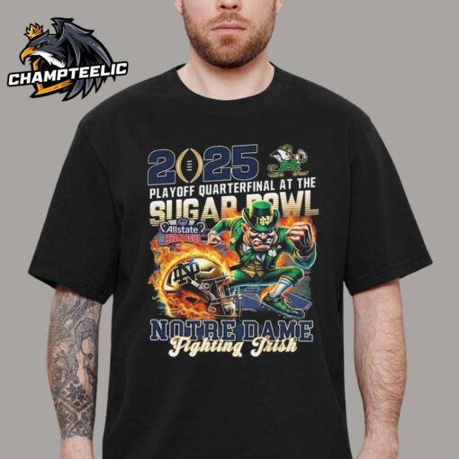 Notre Dame Fighting Irish 2025 Playoff Sugar Bowl Mascot And Helmet Vintage Style Unisex T-Shirt