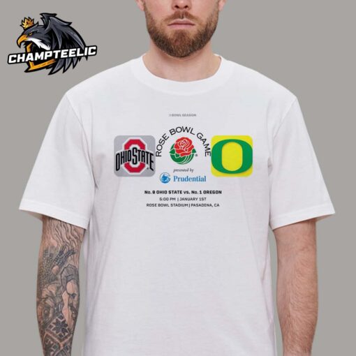 Ohio State Buckeyes Face Oregon Ducks In The 2025 Rose Bowl CFB Playoff On January 1 2025 In Pasadena CA Unisex T-Shirt