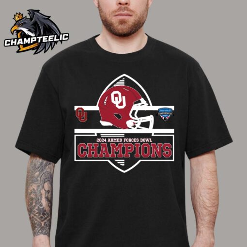 Oklahoma Sooners 2024 Armed Forces Bowl Champions Helmet Football Logo Unisex T-Shirt