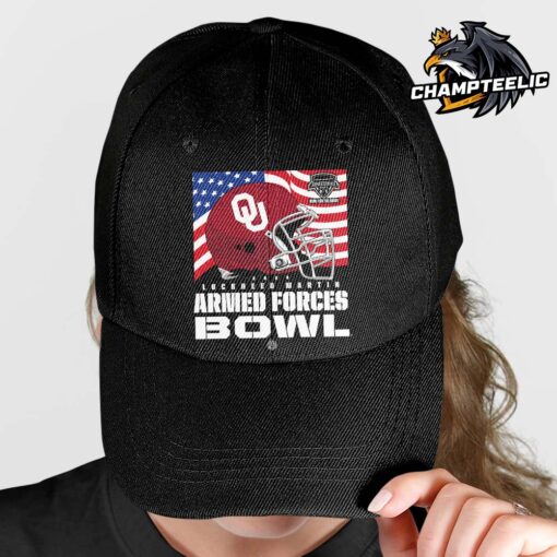 Oklahoma Sooners 2024 Armed Forces Bowl Helmet With American Flag Cap Hat Snapback