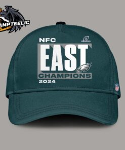 Philadelphia Eagles 2024 NFC East Division Champions Conquer Mid Night Green Cap Hat Snapback