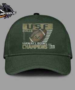 South Florida Bulls 2024 Hawaii Bowl Champions Green Cap Hat Snapback