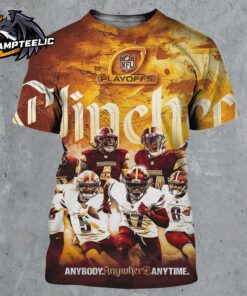 Washington Commanders Clinched The 2024 2025 NFL Playoffs Anybody Anywhere Anytime All Over Print Shirt