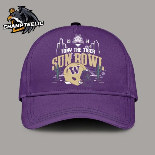 Washington Huskies 2024 Tony The Tiger Sun Bowl Championship Bound Signature Purple Cap Hat Snapback