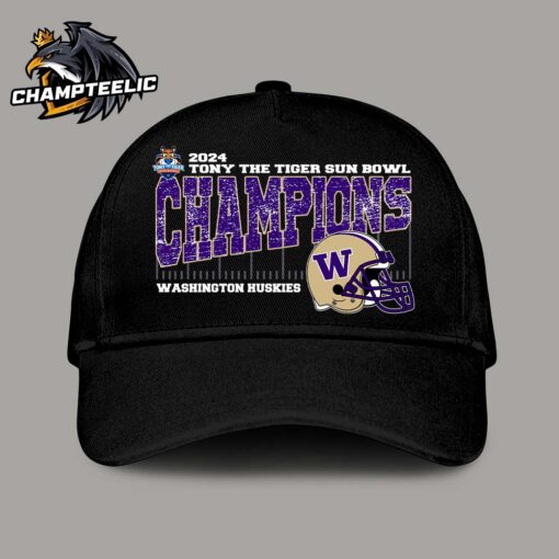 Washington Huskies 2024 Tony the Tiger Sun Bowl Champions College Bowl Season Vintage Helmet Classic Cap Hat Snapback