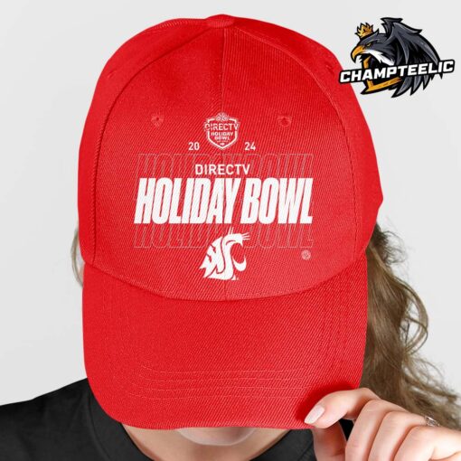 Washington State Cougars 2024 Holiday Bowl Team Logo Red Cap Hat Snapback