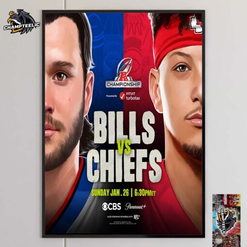 2024 AFC Championship Bills Vs Chiefs Allen Vs Mahomes Matchup Wall Decor Poster Canvas