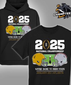 2025 College Football National Championship Notre Dame Fighting Irish Head To Head Ohio State Buckeyes Helmet Matchup In Atlanta Unisex T-Shirt