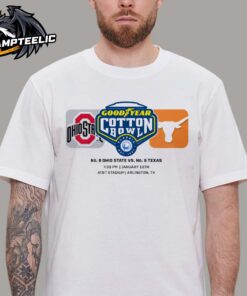 2025 Goodyear Cotton Bowl Ohio State Buckeyes Vs Texas Longhorns Matchup Championship College Football Semifinal Match Logo Unisex T-Shirt