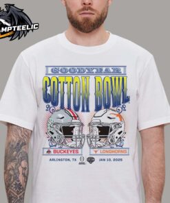 2025 Goodyear Cotton Helmets Bowl Ohio State Buckeyes Head To Head Texas Longhorns College Football Playoff Semifinal Vintage T-Shirt