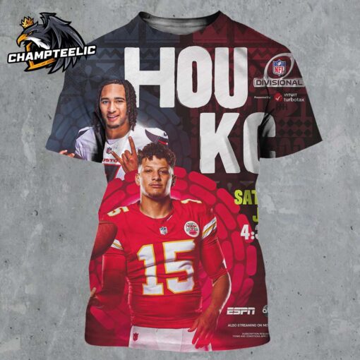 2025 NFL AFC Divisional Round Kicks Off Battle Houston Texans Versus Kansas City Chiefs All Over Print Shirt