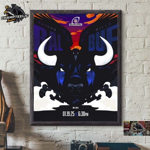 2025 NFL Divisional Baltimore Ravens And Buffalo Bills Matchup Mascot Art Home Decor Poster Canvas