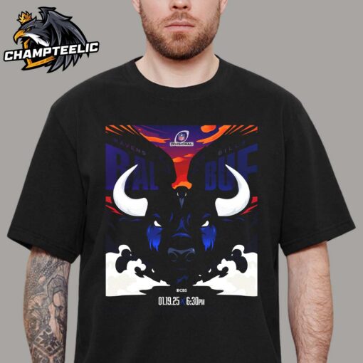 2025 NFL Divisional Baltimore Ravens And Buffalo Bills Matchup Mascot Art Unisex T-Shirt