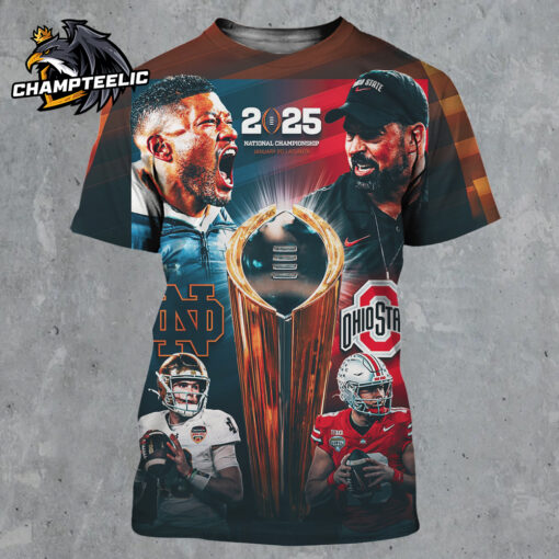 2025 National Championship In Atlanta Notre Dame Fighting Irish Faceoff Ohio State Buckeyes All Over Print Shirt