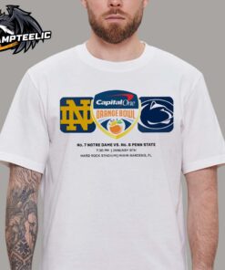 2025 Orange Bowl Matchup Is Set Notre Dame Vs Penn State CFP Semifinal Championship Teams Logos Classic T-Shirt