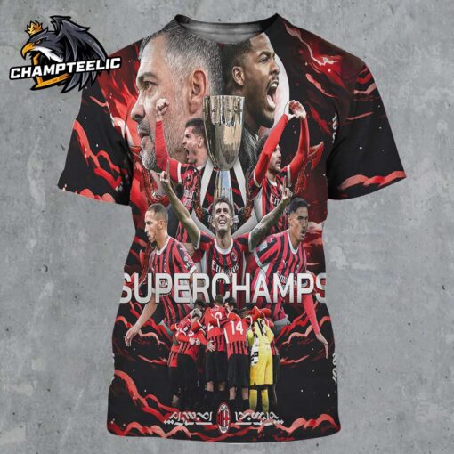 AC Milan 2024 2025 EA Sports FC Supercup Supercoppa Italiana Champions All Over Print Shirt