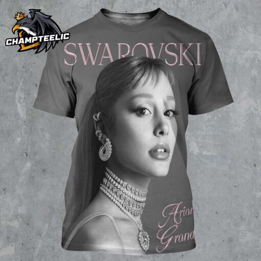 Ariana Grande In New Photoshoot For Swarovski All Over Print Shirt