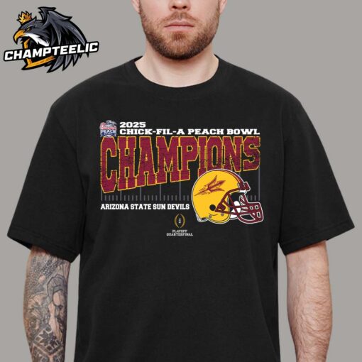 Arizona State Sun Devils 2025 Chick fil A Peach Bowl Champions College Football Playoff Quarterfinal Vintage Style With Helmet Unisex T-Shirt