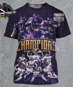 Baltimore Ravens Back To Back AFC North Champions NFL Season 2024 2025 Conquered The North All Over Print Shirt