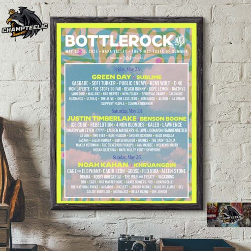 Bottlerock Festival 2025 Poster At Napa Valley The First Taste Of Summer On May 23 To 25 2025 Full Lineup Home Decor Poster Canvas