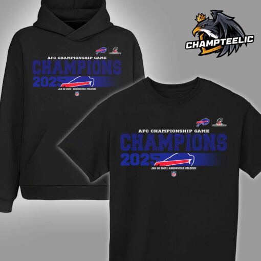 Buffalo Bills 2024 2025 AFC Championship Champions Logo Mascot Unisex T-Shirt Hoodie